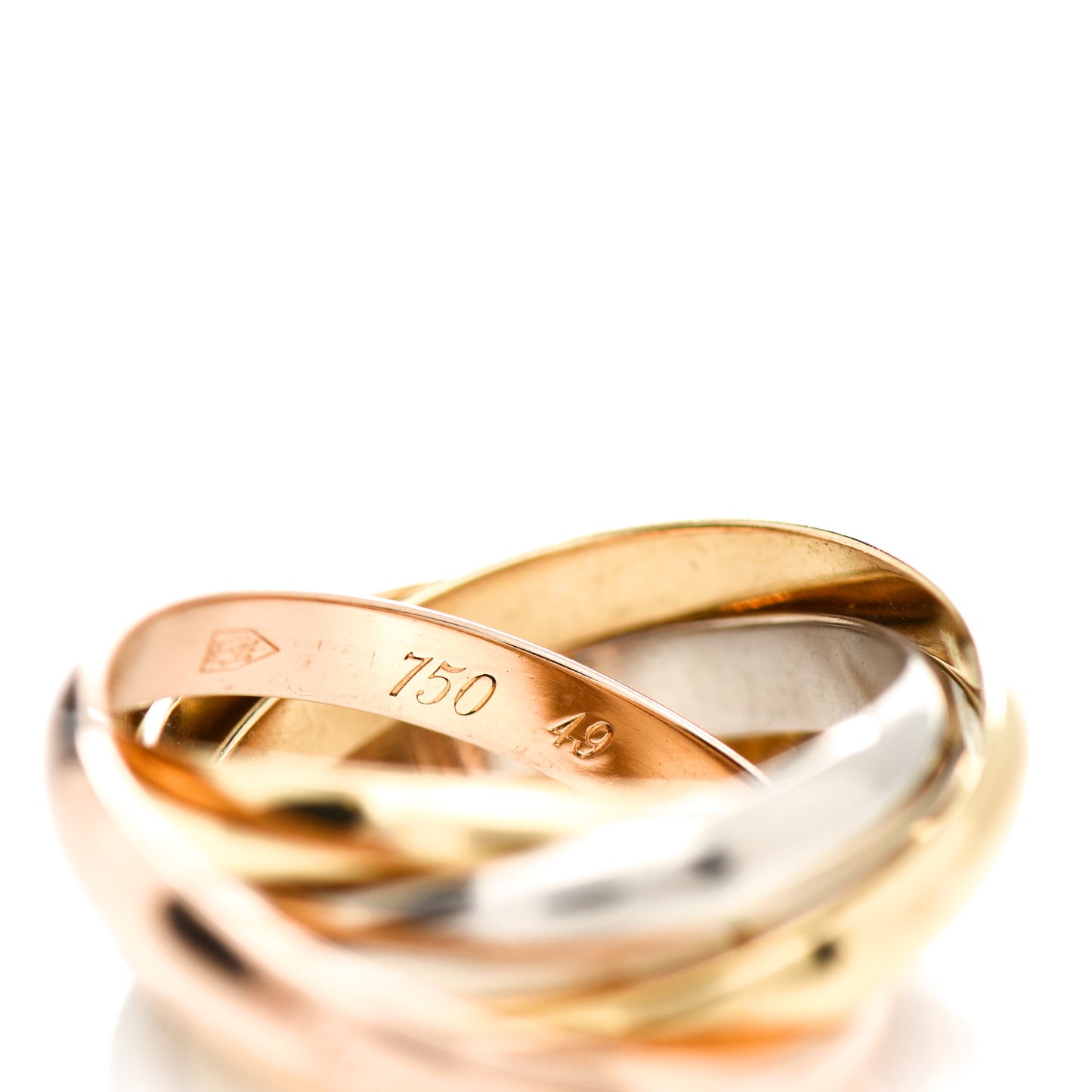 18K Pink Yellow White Gold Five Band Les Must De Cartier Trinity Ring 49 4.75