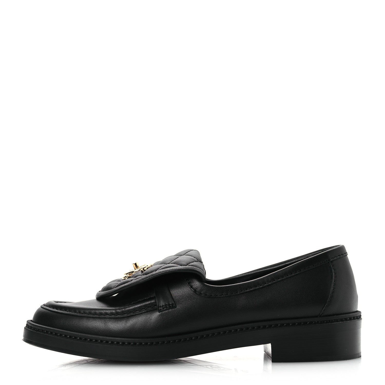 Chanel Lambskin Quilted CC Turnlock Loafers 37.5 Black 1 of 12