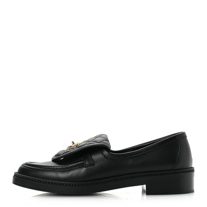 Chanel Lambskin Quilted CC Turnlock Loafers 37.5 Black 1 of 12