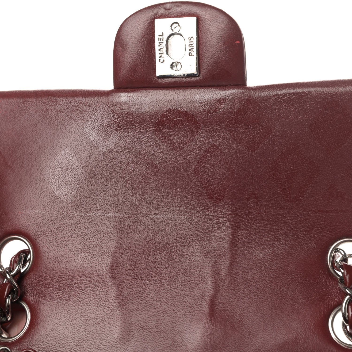 Chanel Patent Calfskin Quilted Mini Rectangular Flap Dark Red 5 of 5