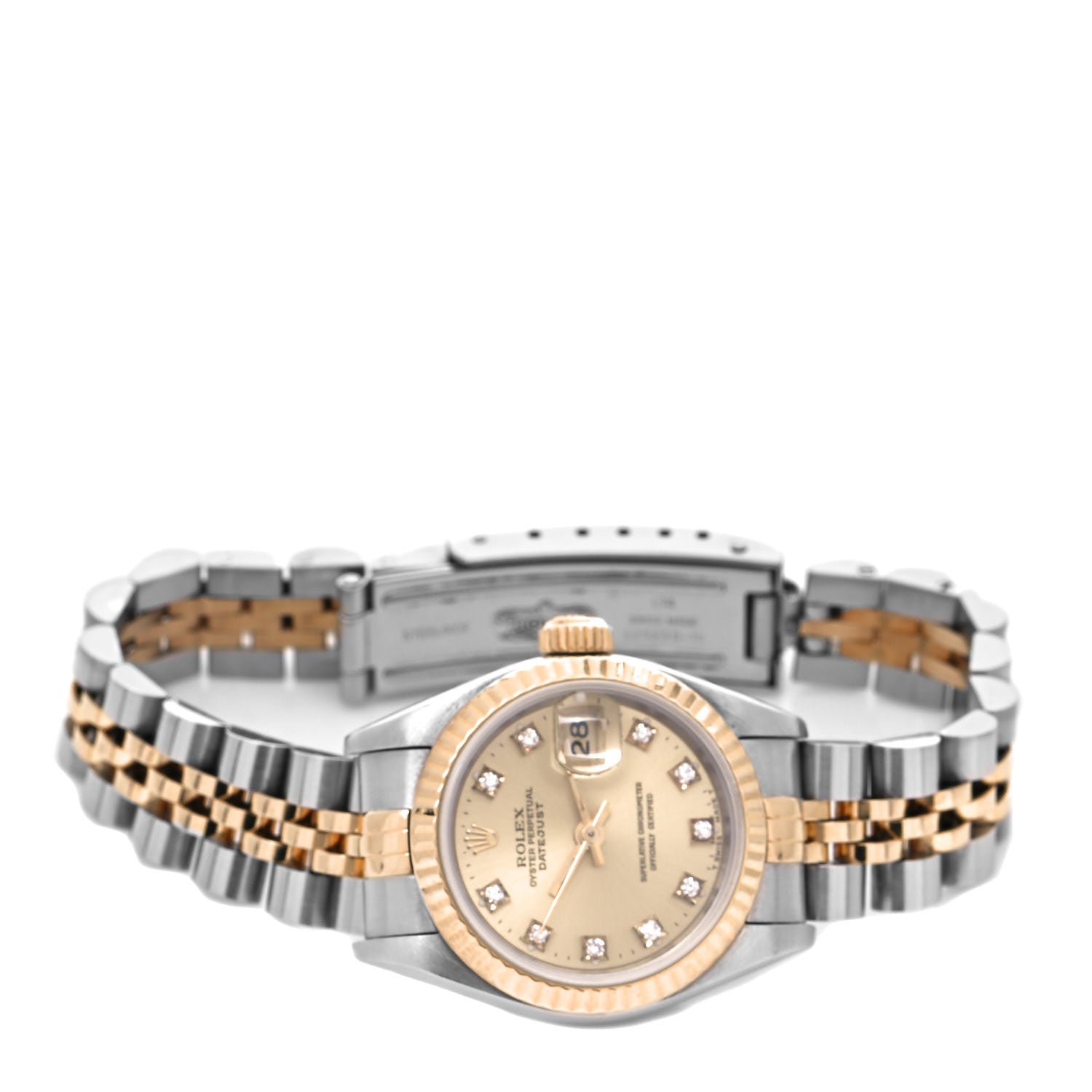 Rolex Stainless Steel 18K Yellow Gold Diamond 26mm Oyster Perpetual Datejust Watch Champagne 69173 2 of 4