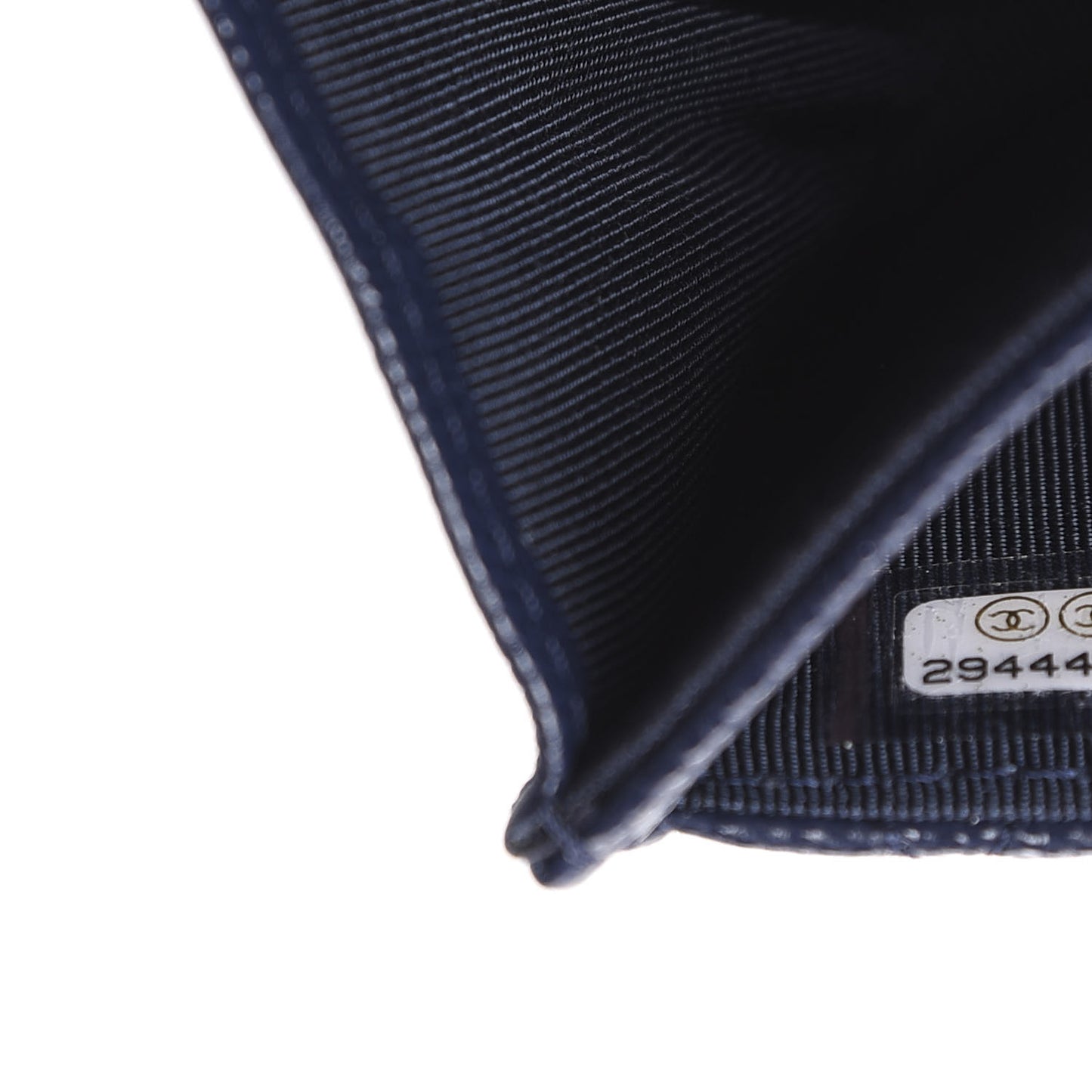 Caviar Quilted Flap Card Holder Wallet Navy Blue