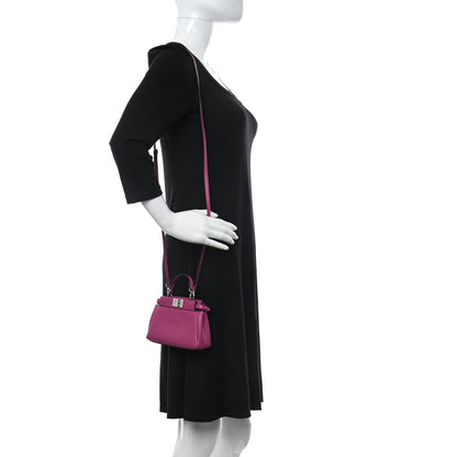Fendi Nappa Micro Peekaboo Iconic Satchel Magenta 2 of 14