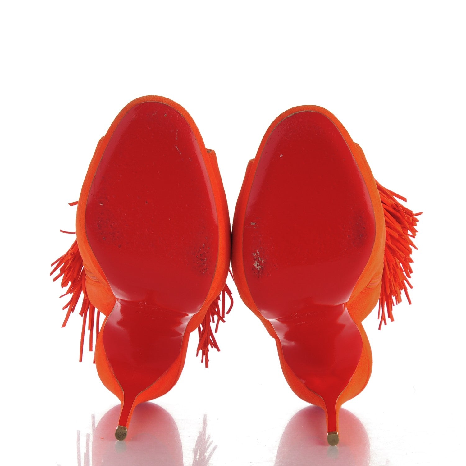 Christian Louboutin Suede Fringe Otoka 120 Booties 37 Capucine 5 of 7