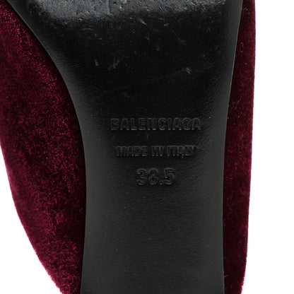 Balenciaga Velvet Extreme BB Knife Pointed Toe 40mm Mules 38.5 Rouge Prune 8 of 9