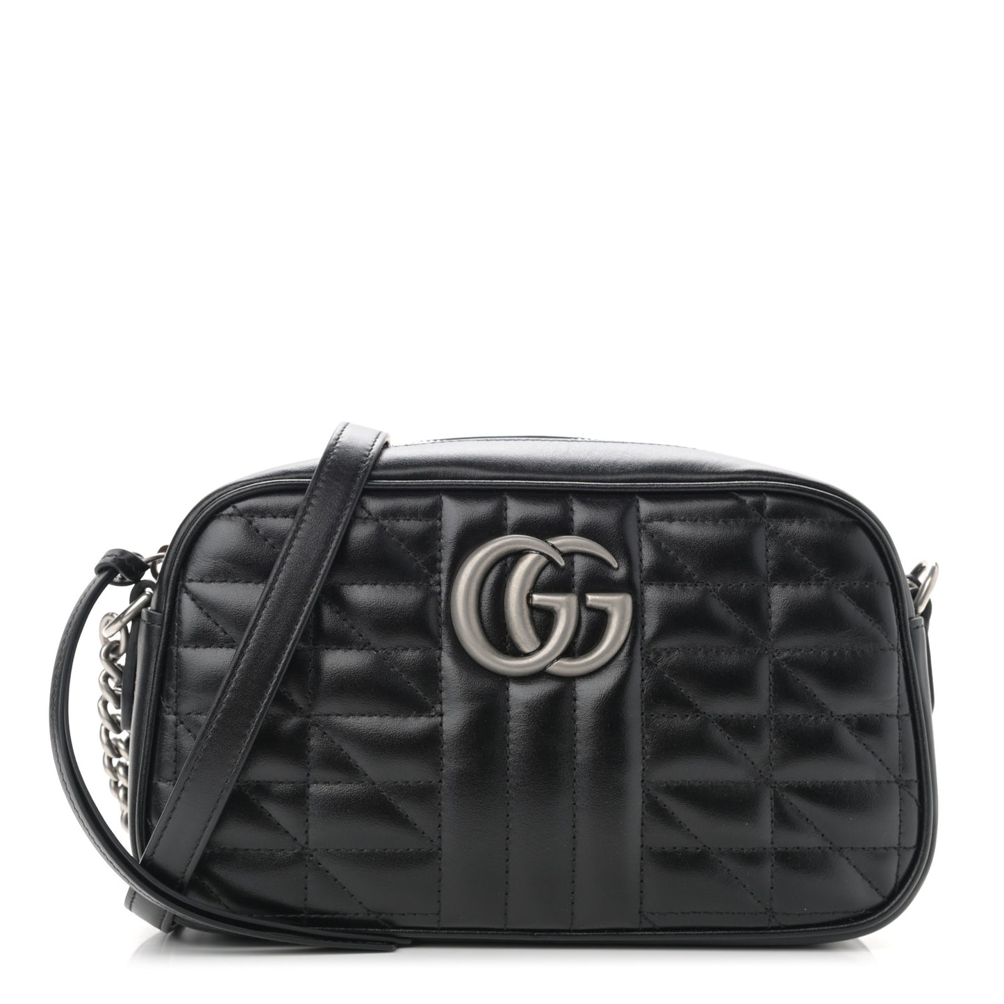 Calfskin Matelasse Aria Small GG Marmont Chain Shoulder Bag Black