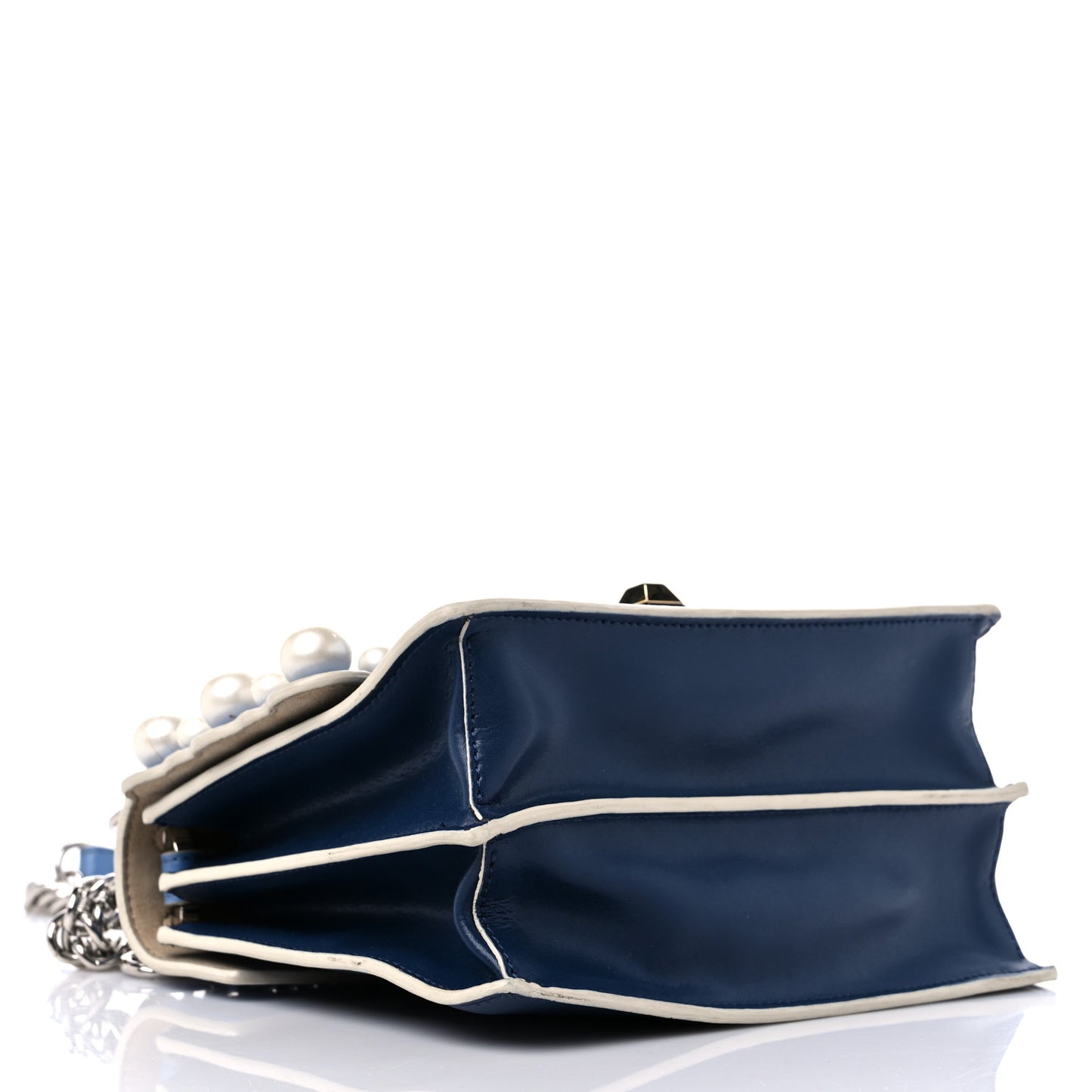 Vitello Liberty Pearl Scalloped Small Kan I Shoulder Bag Nebula Blu Scuro