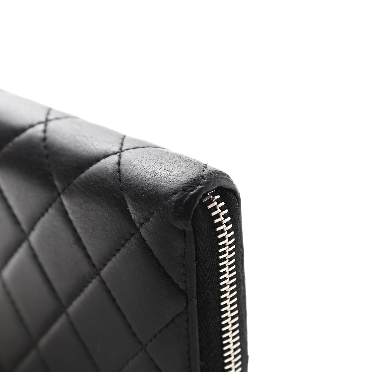 Chanel Lambskin Quilted Large Gusset Zip Around Wallet Black 10 of 11