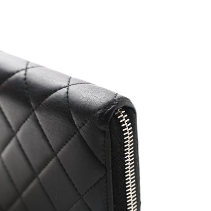 Chanel Lambskin Quilted Large Gusset Zip Around Wallet Black 10 of 11