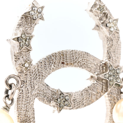 Chanel Pearl Beaded Star CC Long Necklace Silver 6 of 6