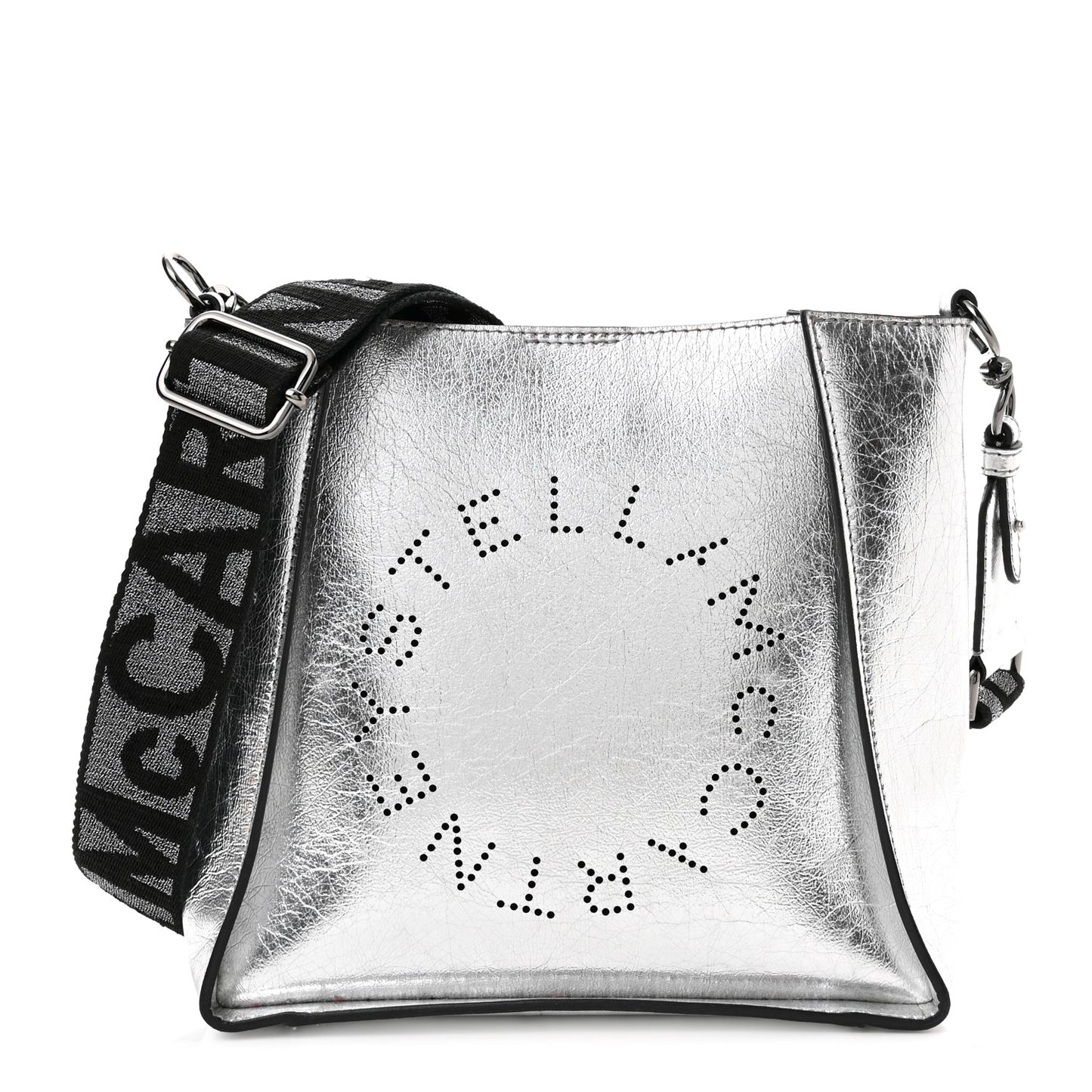 Metallic Eco Alter Nappa Perforated Logo Mini Crossbody Silver