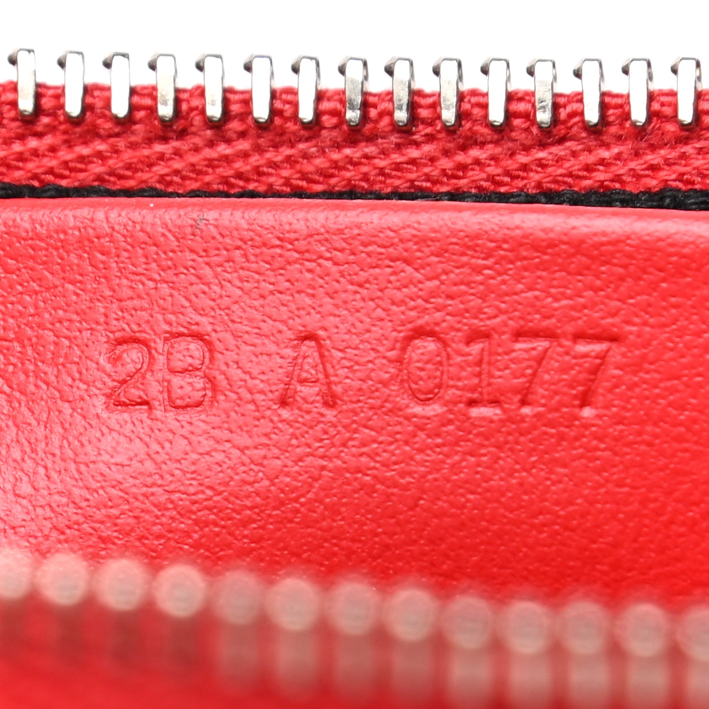 Calfskin Logo Zip Pouch Red