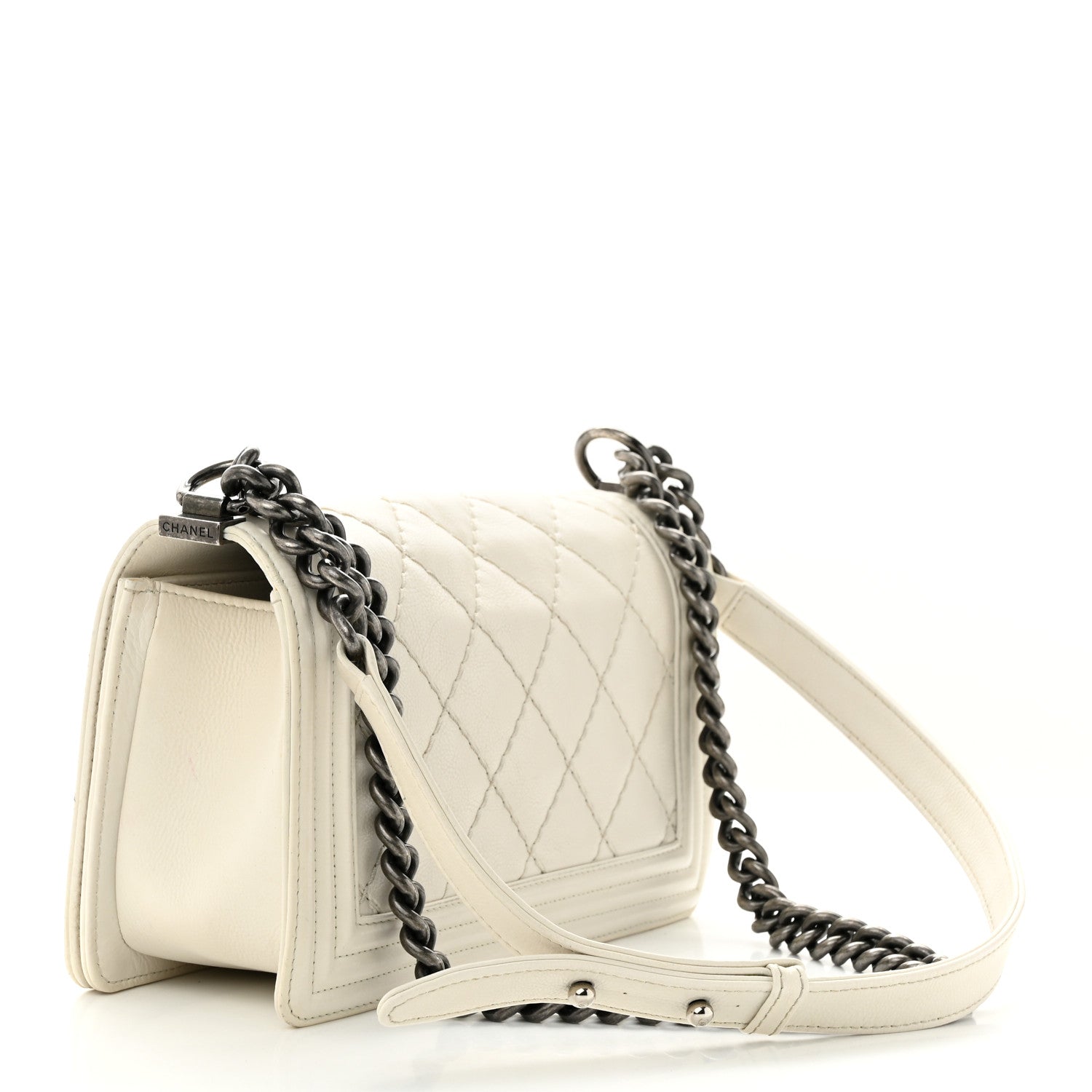 Chanel Calfskin Double Stitch Medium Boy Flap White 3 of 18