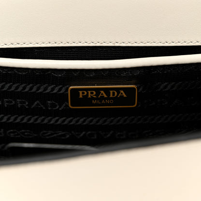 Prada Saffiano Soft Calfskin Metal Triangle Logo Envelope Chain Shoulder Bag White 6 of 10