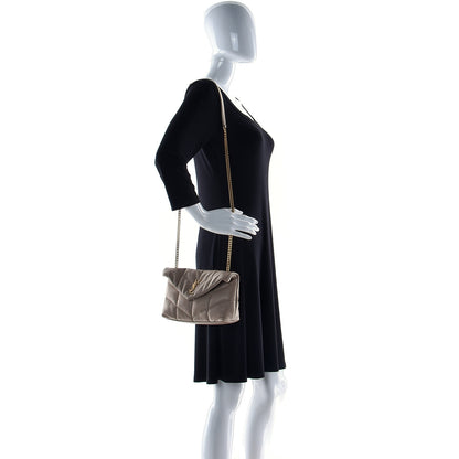 Saint Laurent Lambskin Quilted Toy Loulou Puffer Monogram Chain Satchel Dark Beige 2 of 11