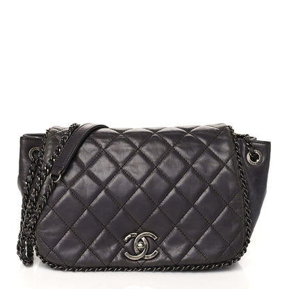 Chanel Calfskin Quilted Small CC Enchained Accordion Flap Grey 1 of 9