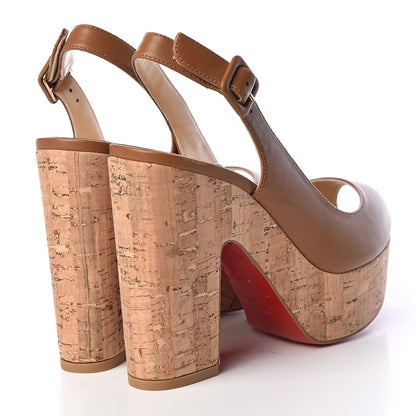 Christian Louboutin Calfskin Cork Dona Anna 120 Wedges 37 Caramel Natural 4 of 9