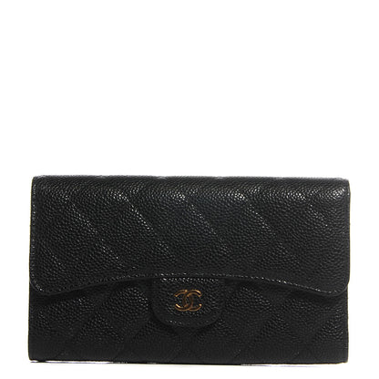 Chanel Caviar Quilted Long Flap Wallet Black 1 of 8