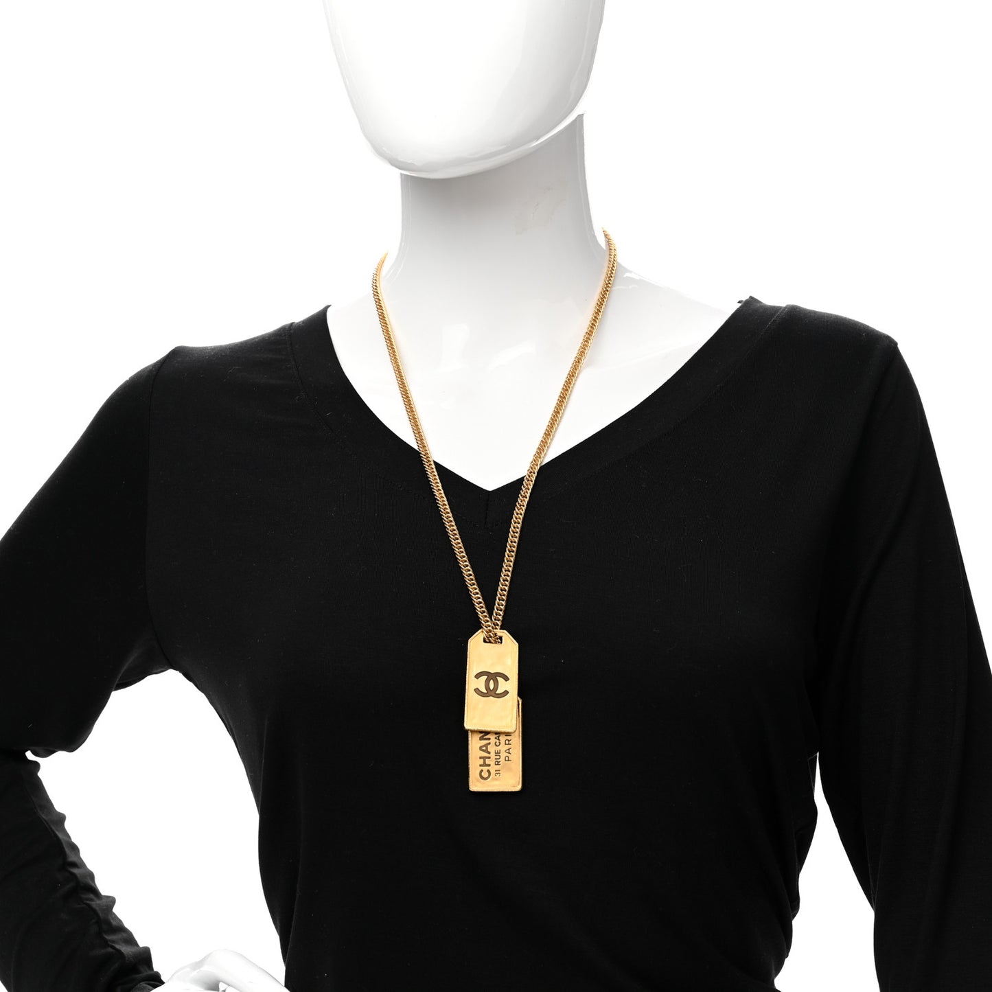 ID Dog Tag Charm Necklace Gold