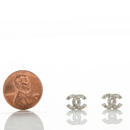 Chanel Crystal Timeless CC Earrings Silver 2 of 5