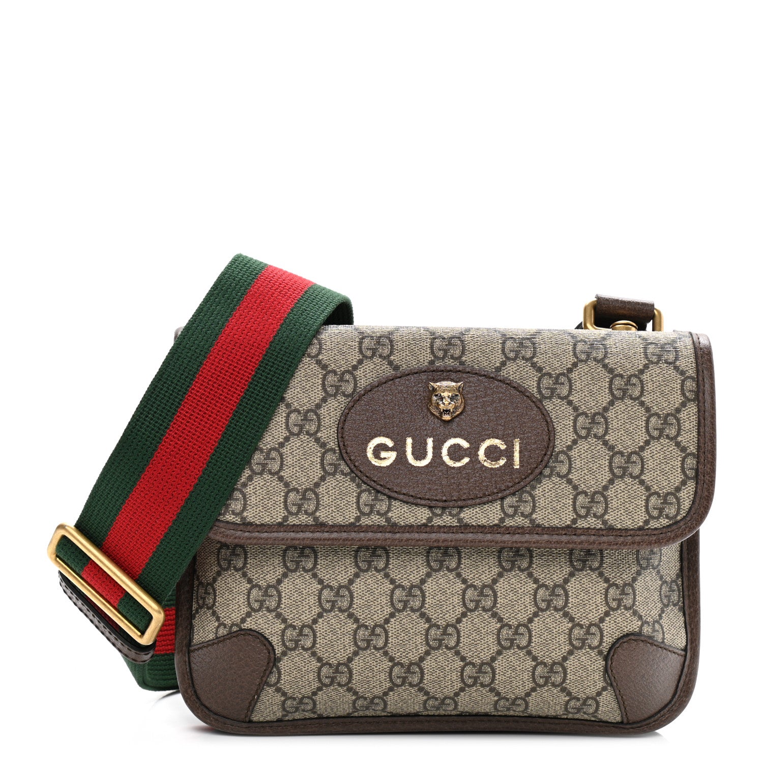 Gucci GG Supreme Monogram Web Small Neo Vintage Double Flap Messenger Bag Beige New Acero 1 of 11