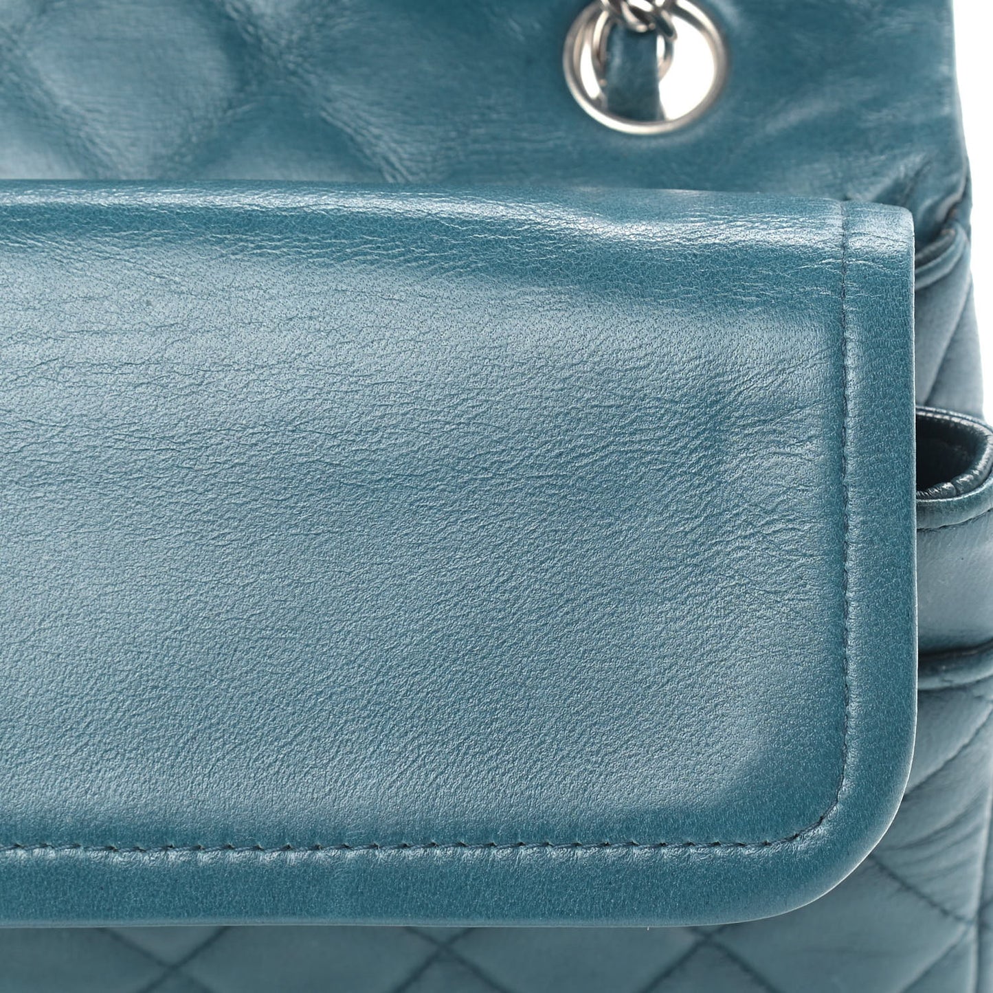Lambskin Quilted Medium Double Flap Dark Green