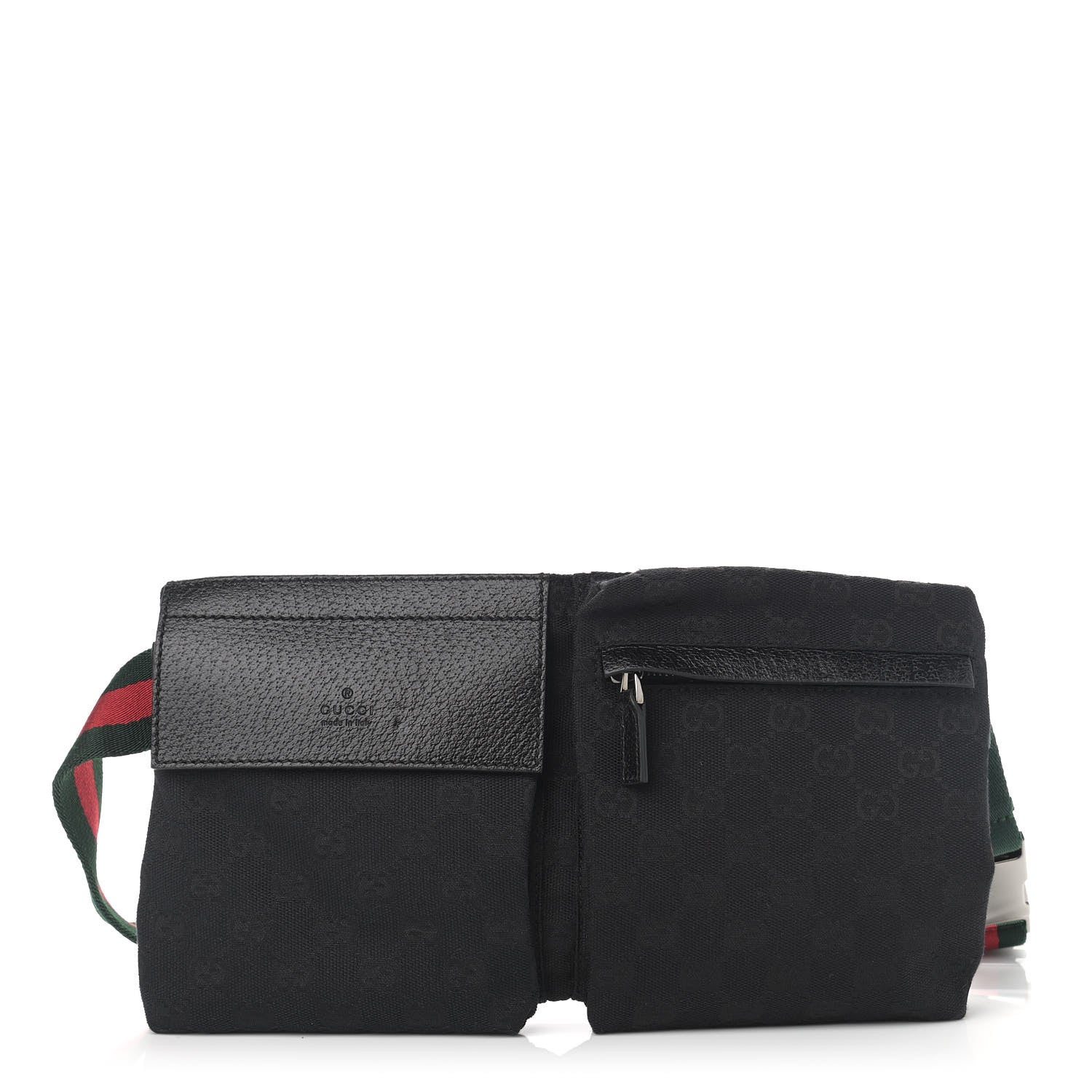 Gucci GG Monogram Web Double Pocket Belt Bag Black 1 of 12