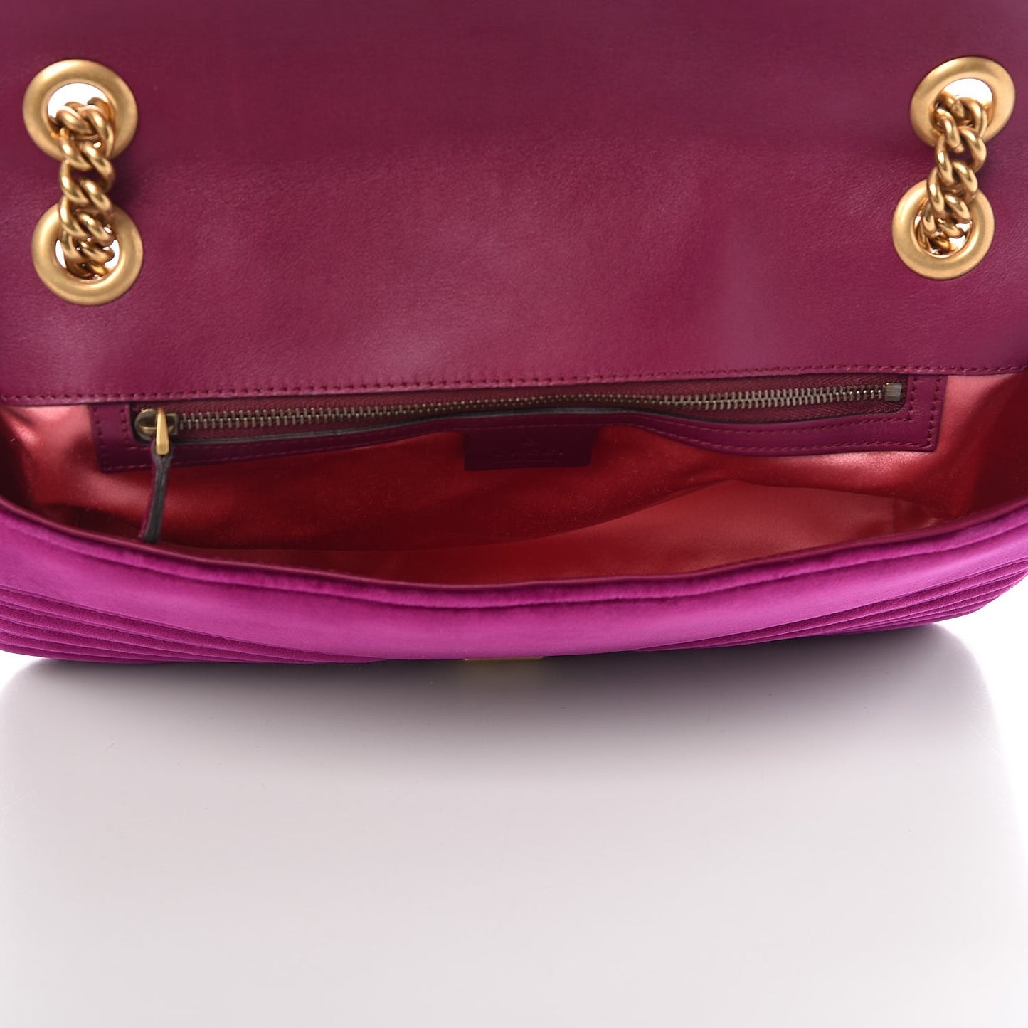 Velvet Matelasse Medium GG Marmont Shoulder Bag Fuchsia Violet Cyclamen