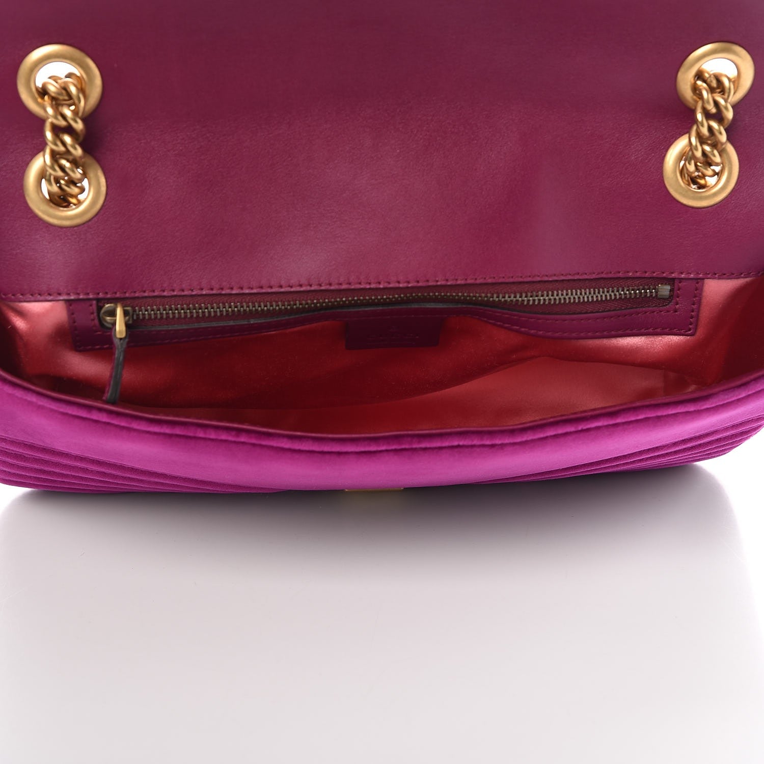 Gucci Velvet Matelasse Medium GG Marmont Shoulder Bag Fuchsia Violet Cyclamen 5 of 7