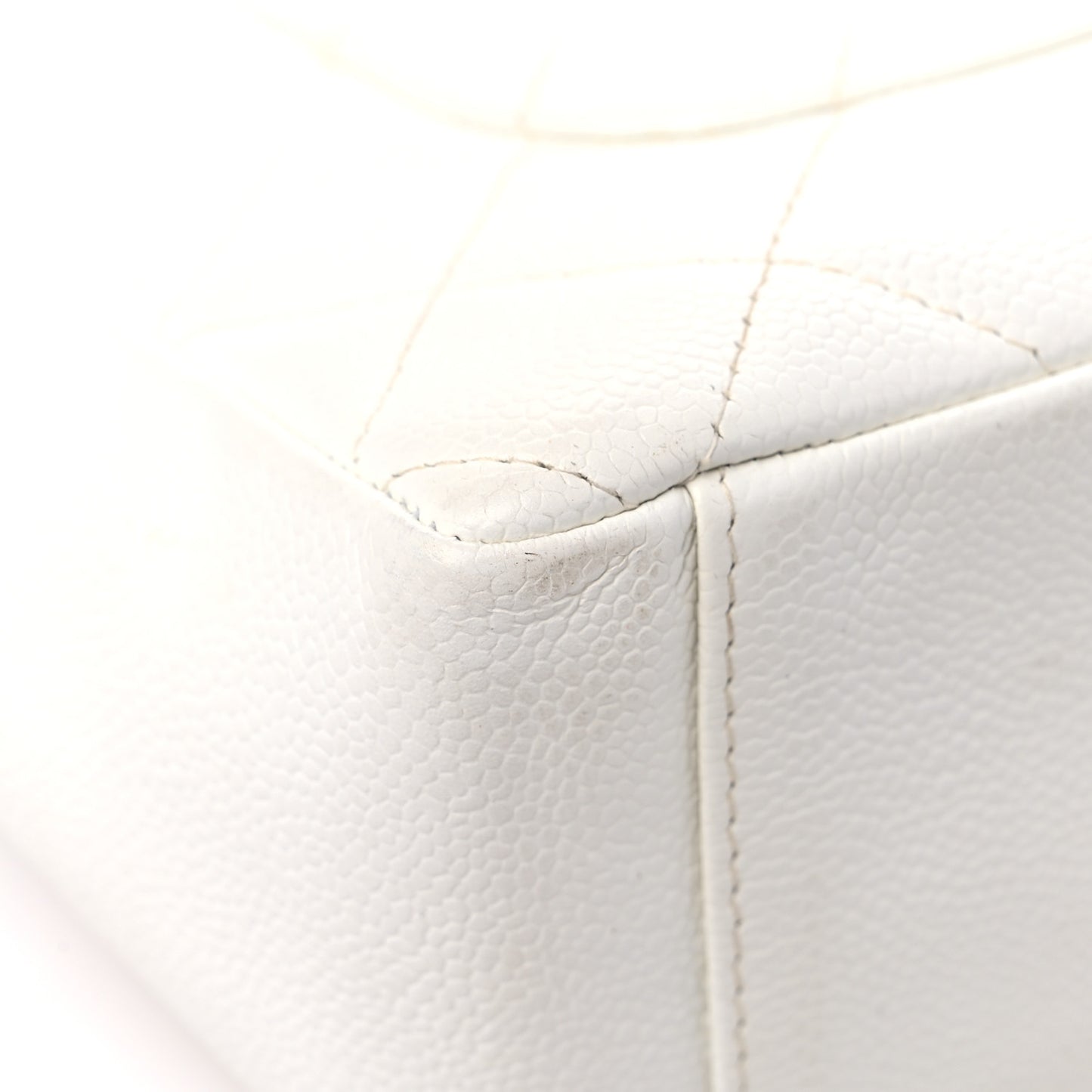 Caviar Quilted Petit Shopping Tote PST White