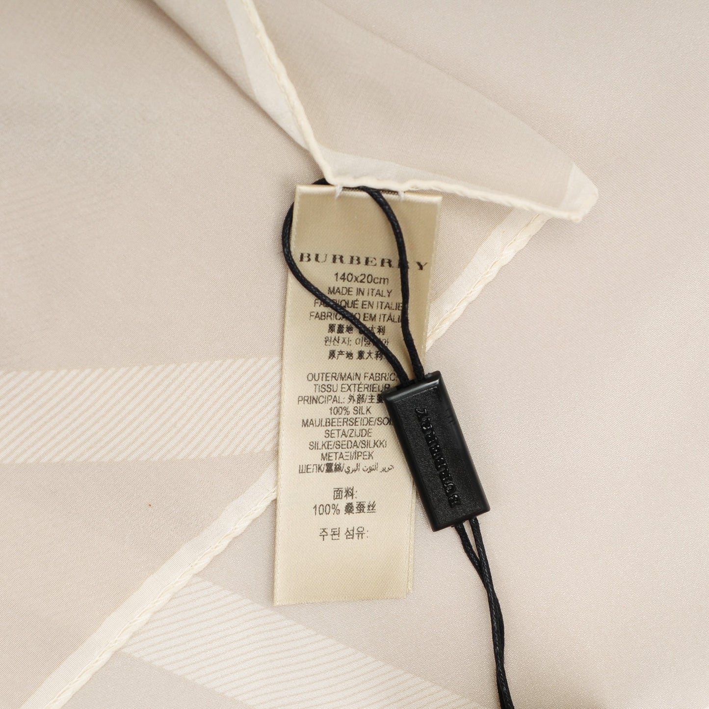 Silk Giant Check Scarf Pale Stone