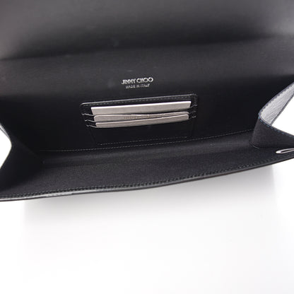 Jimmy Choo Metallic Spazzolato Etched Maia Clutch Navy 5 of 7