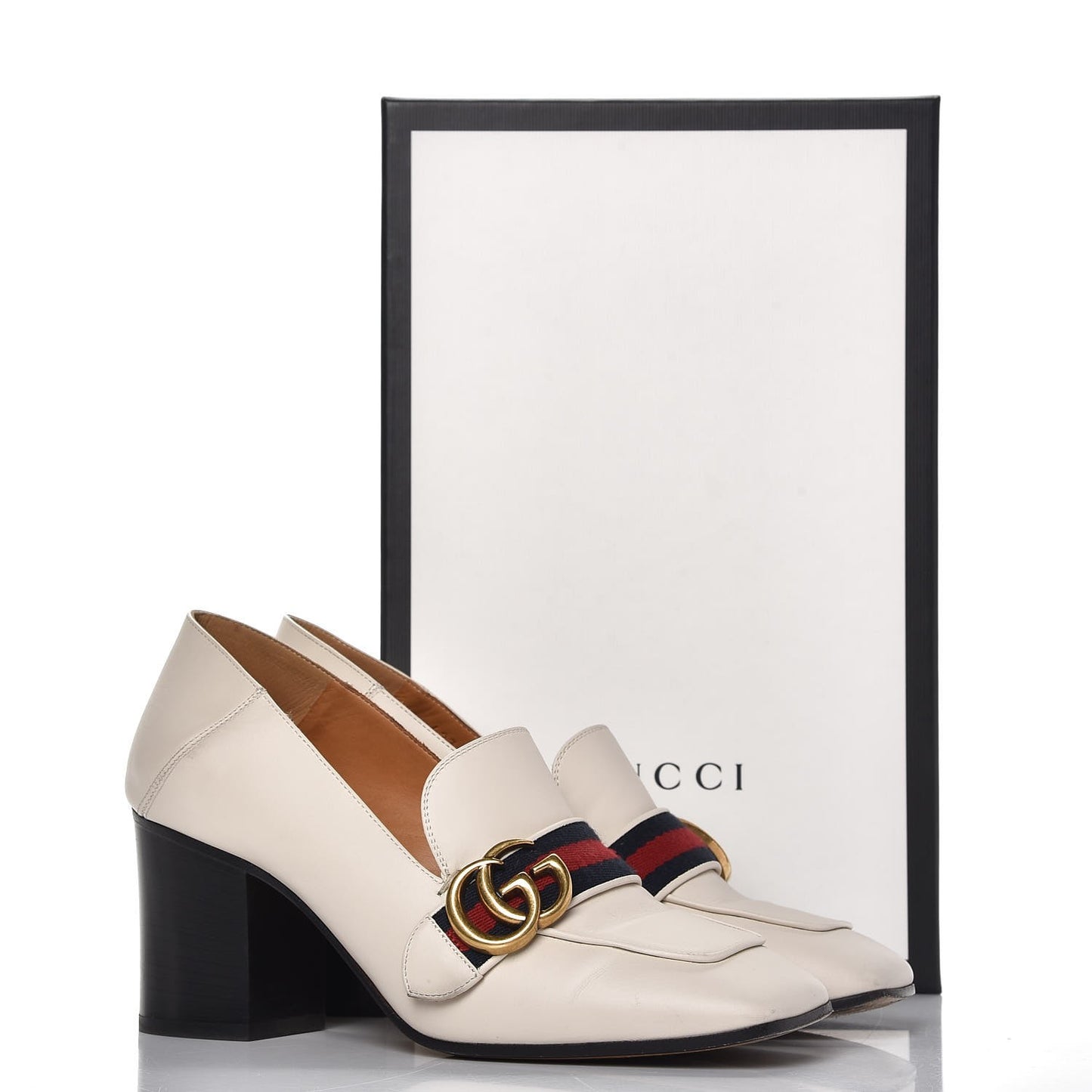 Calfskin Web Peyton Loafer Pumps 37 Ivory