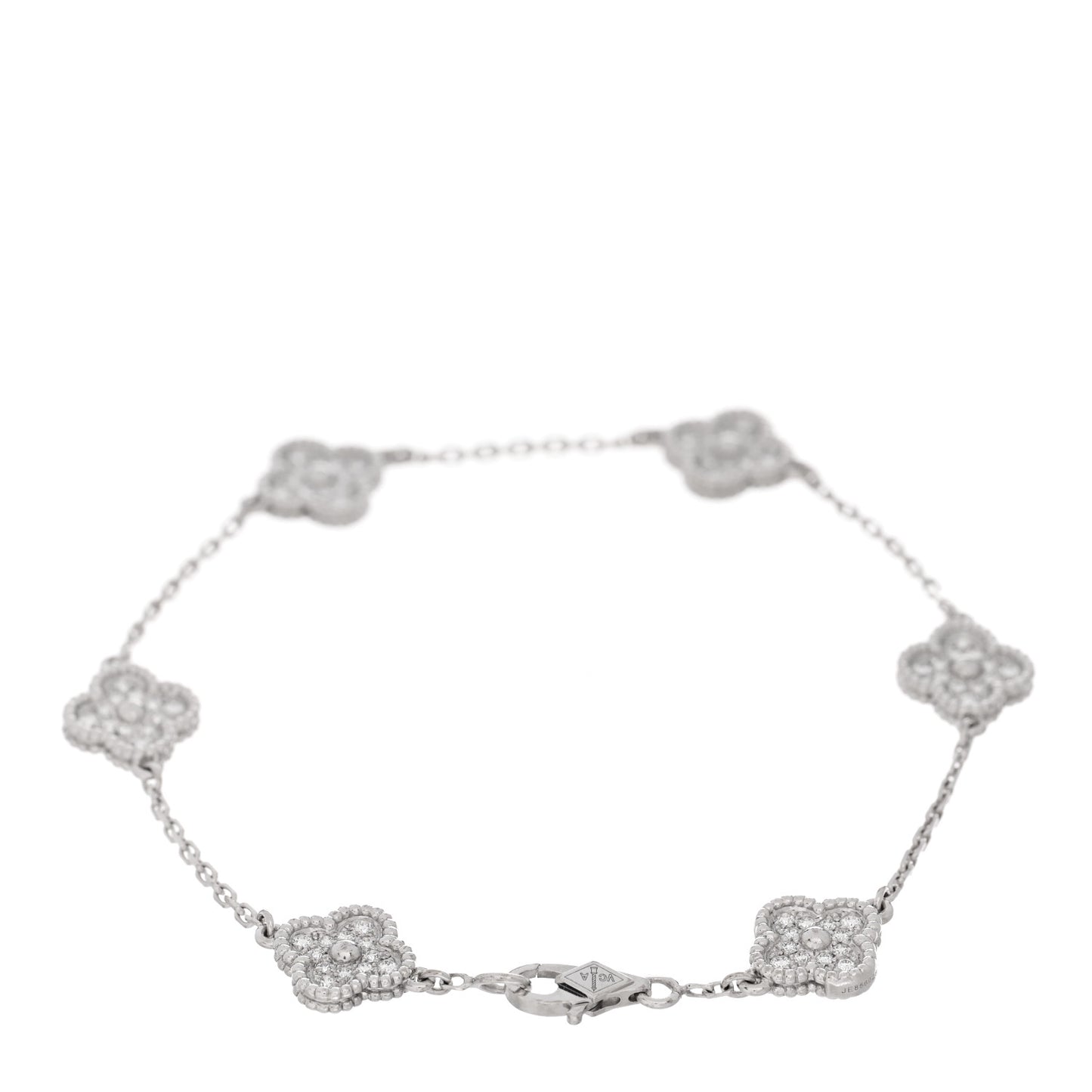 18K White Gold Diamond 6 Motifs Sweet Alhambra Bracelet