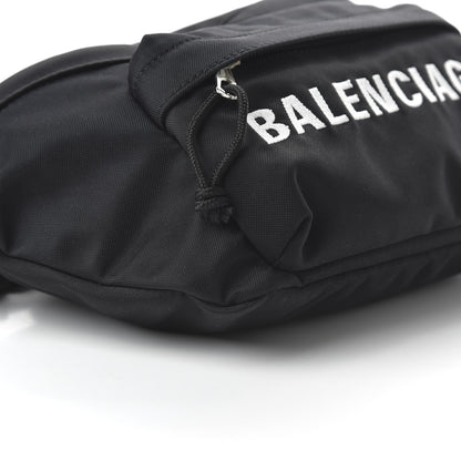 Balenciaga Recycled Sport Nylon Logo Embroidered Wheel Beltpack Black 6 of 10