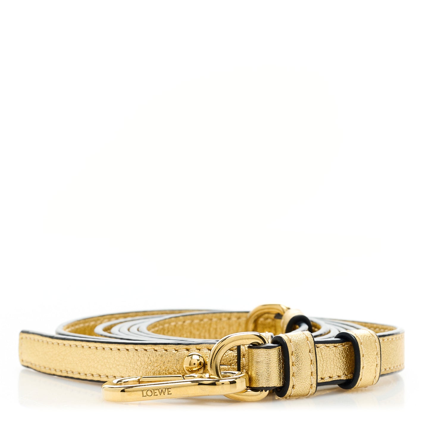 Metallic Calfskin Bunny Shoulder Bag Strap Gold