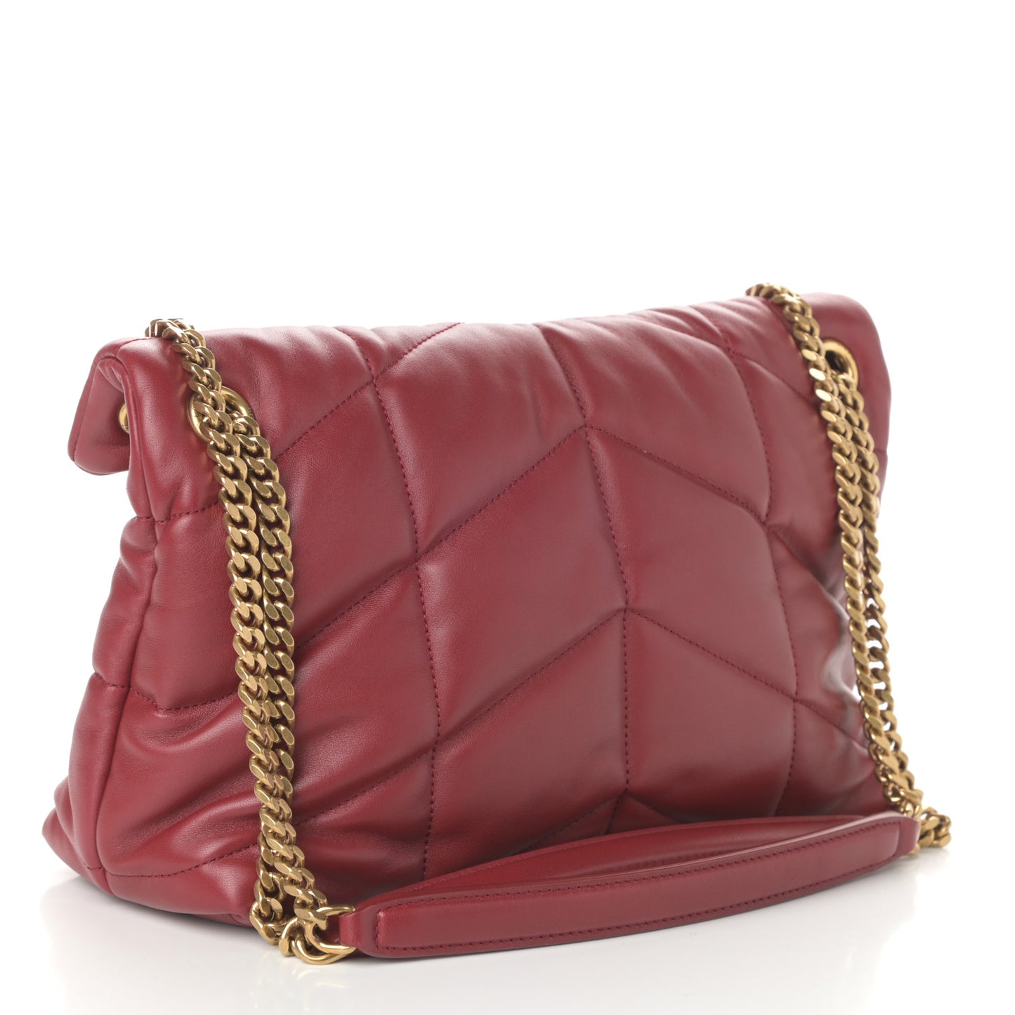 Lambskin Quilted Small Loulou Puffer Monogram Chain Satchel Red