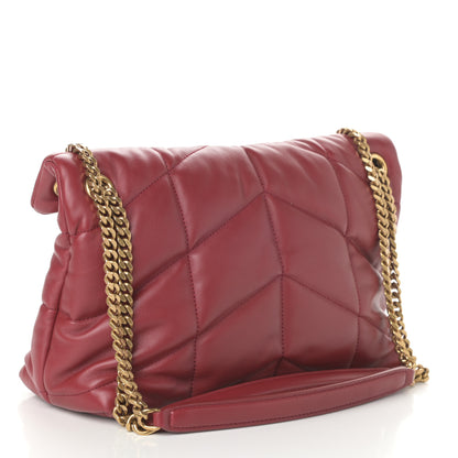 Saint Laurent Lambskin Quilted Small Loulou Puffer Monogram Chain Satchel Red 3 of 9
