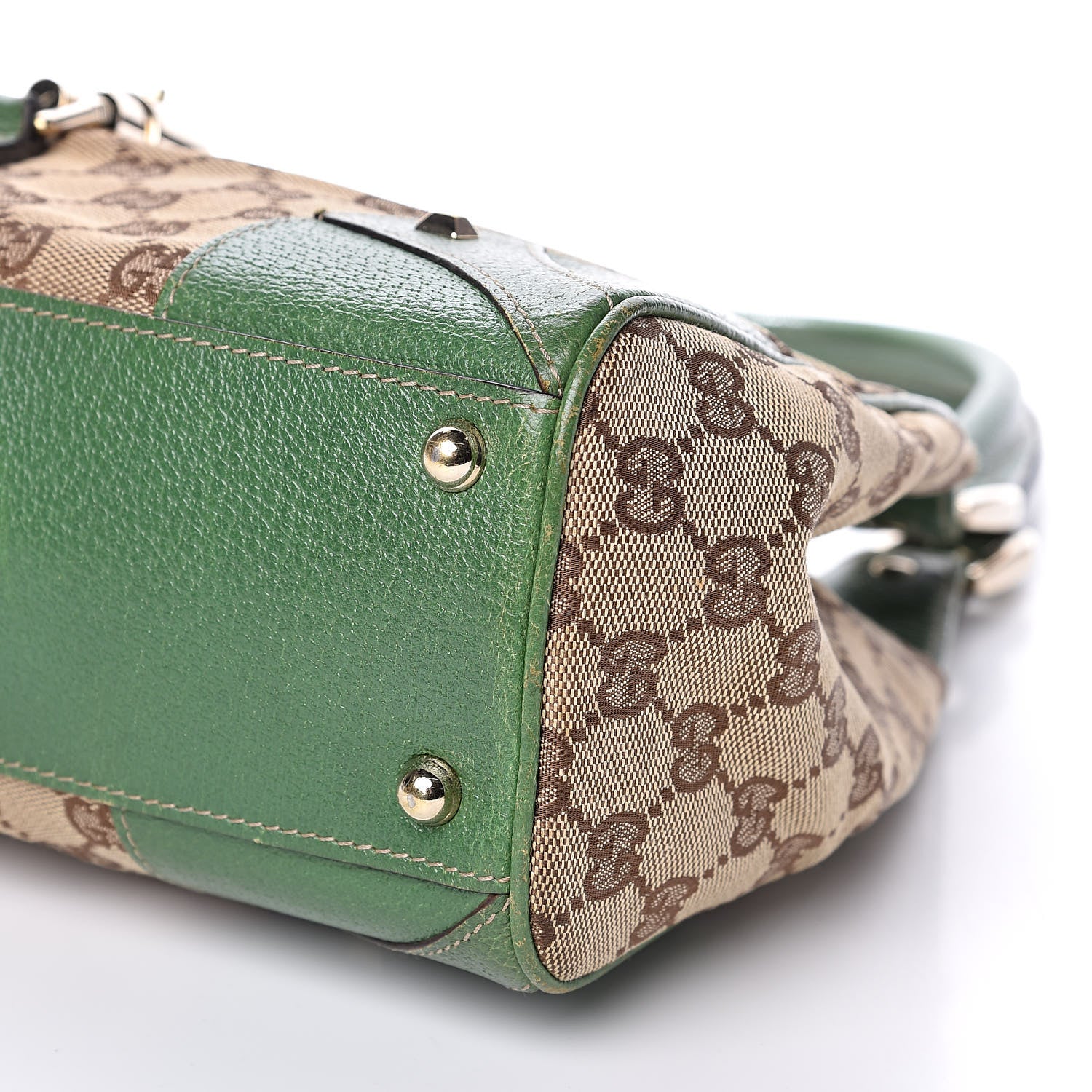 Gucci Monogram Calfskin Large Bardot Tote Green 10 of 12