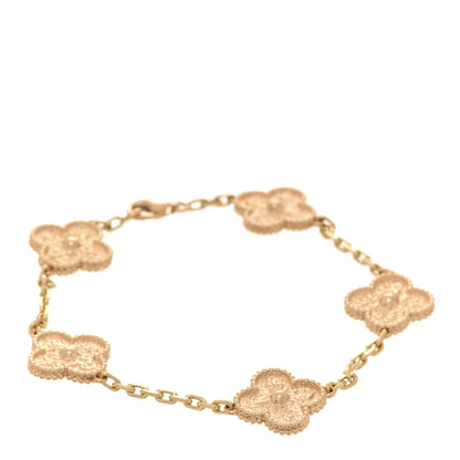 Van Cleef & Arpels 18K Rose Gold 5 Motifs Vintage Alhambra Bracelet 2 of 8