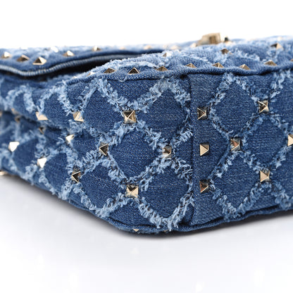 Valentino Garavani Denim Medium Rockstud Spike Shoulder Bag Denim 8 of 9