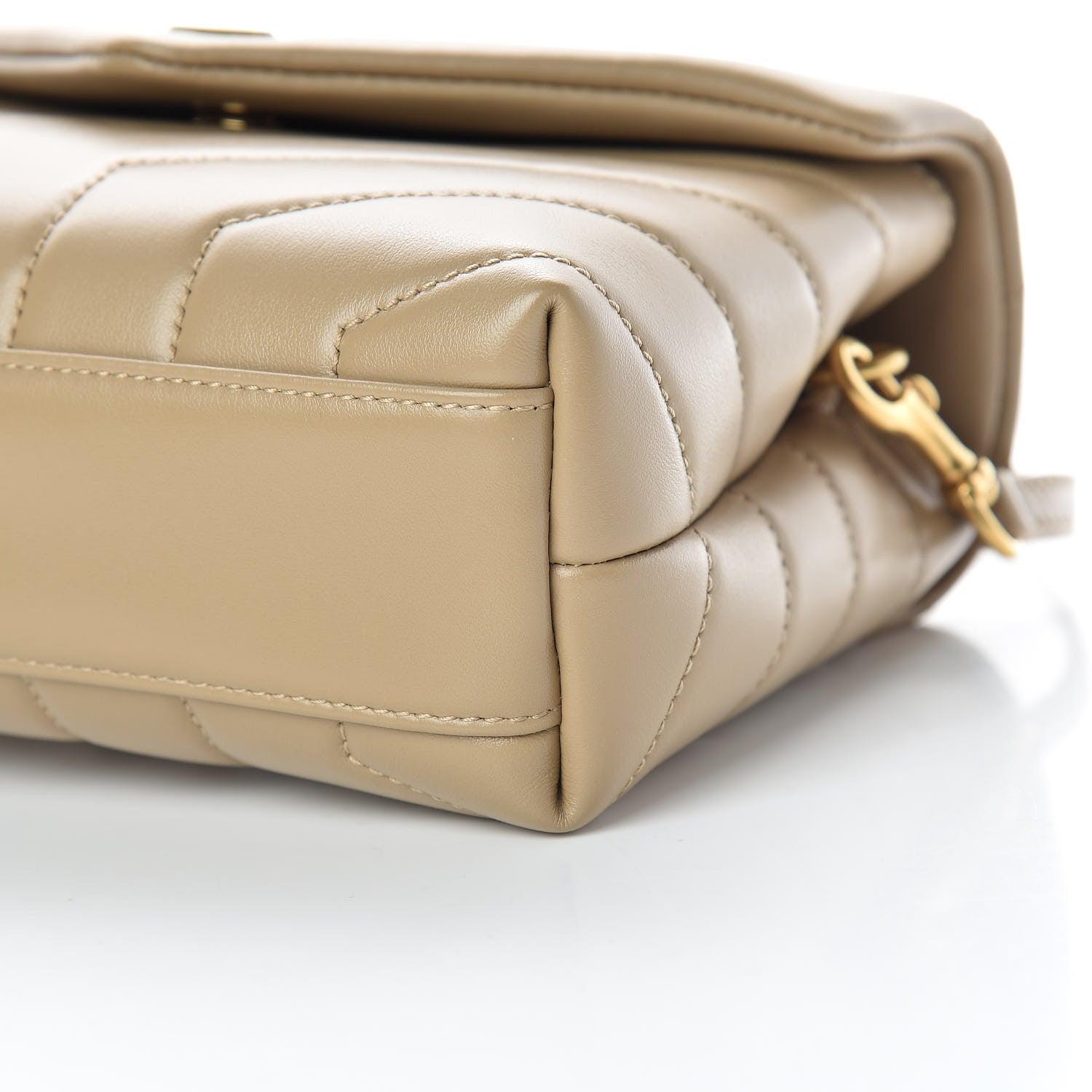 Saint Laurent Calfskin Y Quilted Monogram Toy Loulou Crossbody Bag Latte 10 of 11
