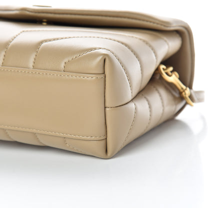 Saint Laurent Calfskin Y Quilted Monogram Toy Loulou Crossbody Bag Latte 10 of 11