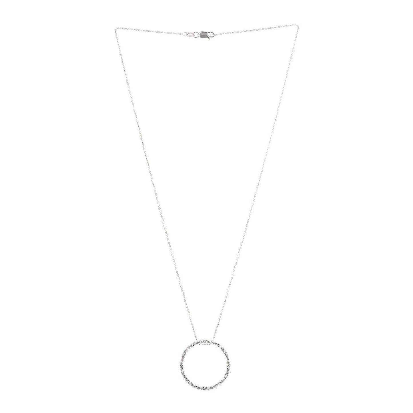 18K White Gold Diamond .42ctw Circle Pendant Necklace