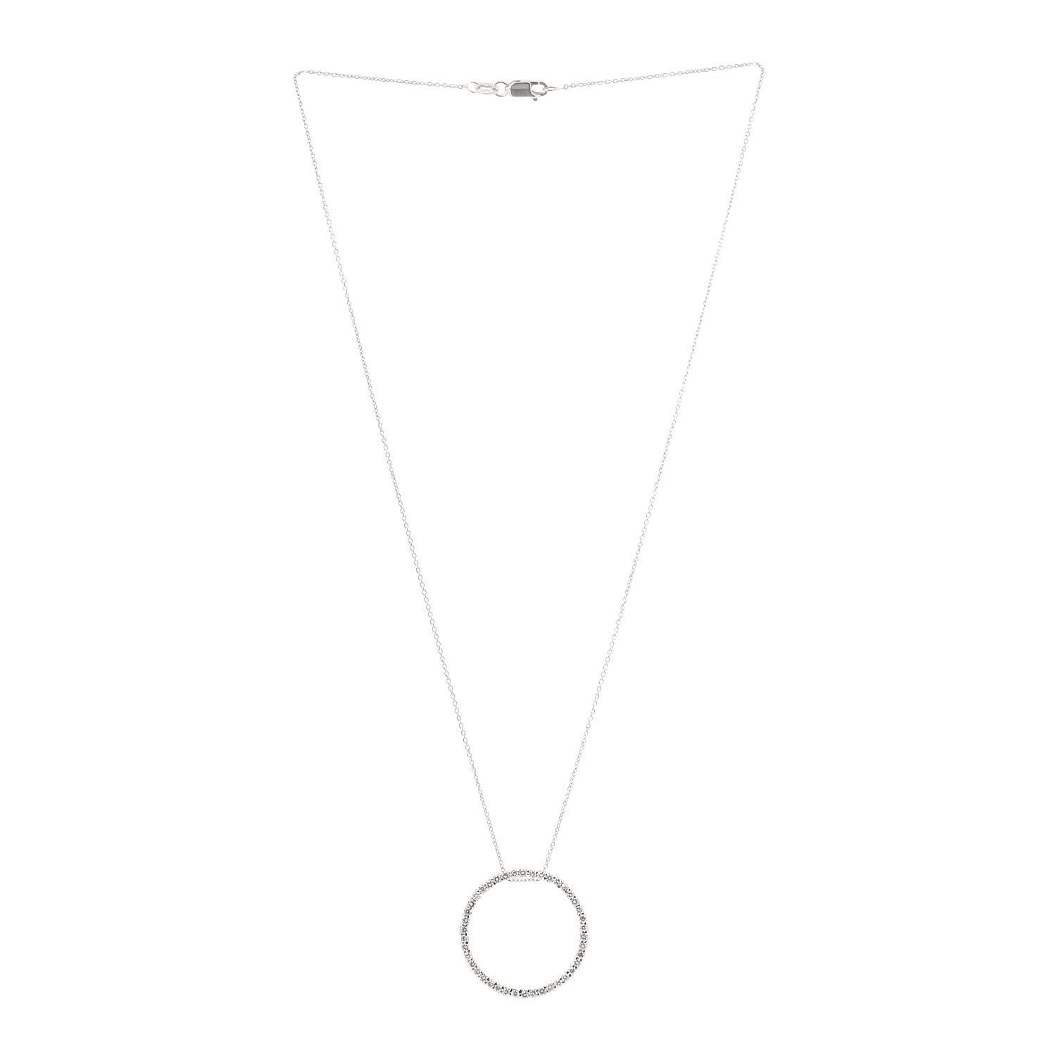 Roberto Coin 18K White Gold Diamond .42ctw Circle Pendant Necklace 3 of 5