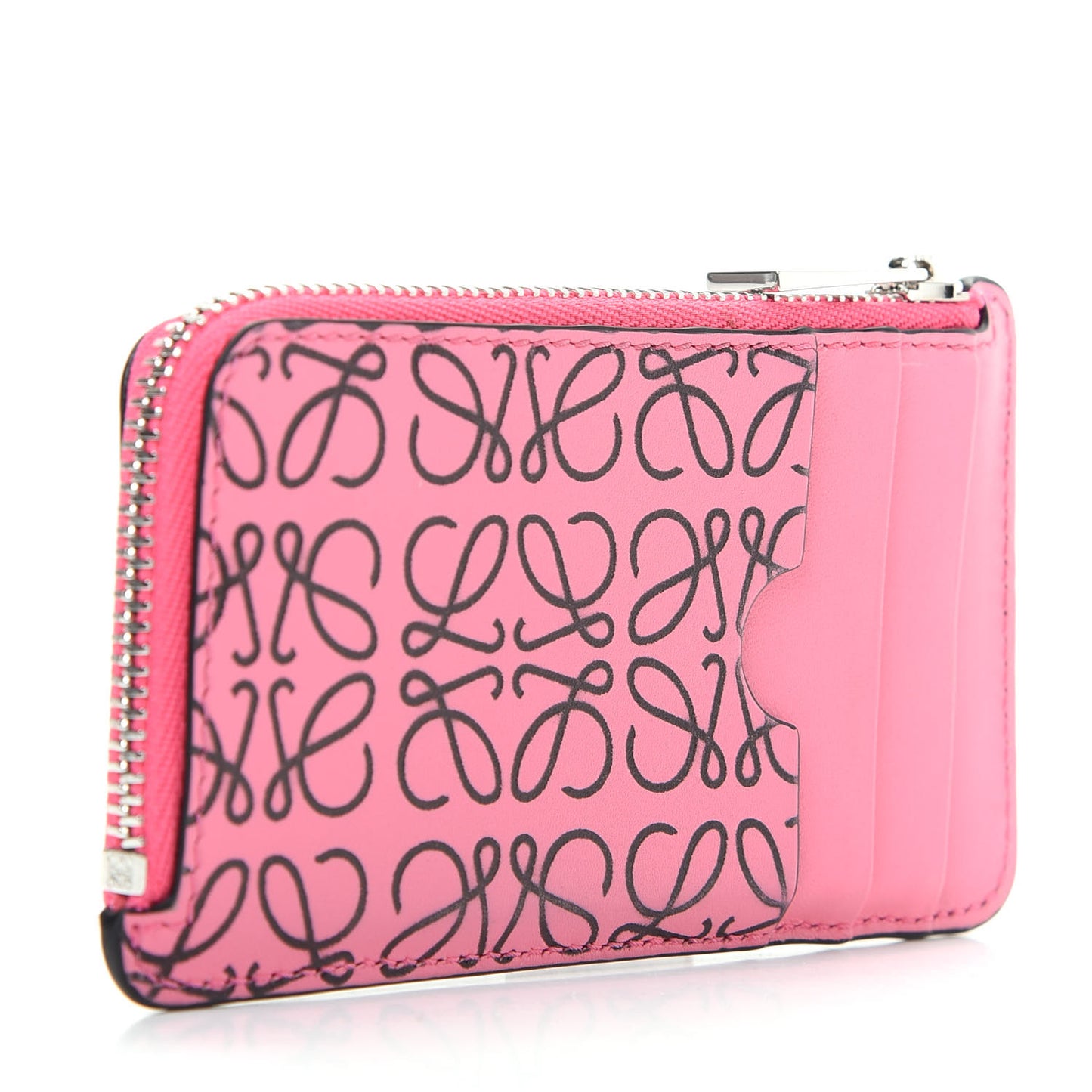 Engraved Calfskin Anagram Coin Card Holder Wild Rose