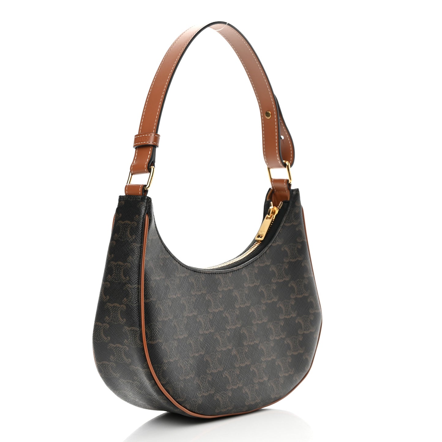 Triomphe Canvas Calfskin Ava Shoulder Bag Tan