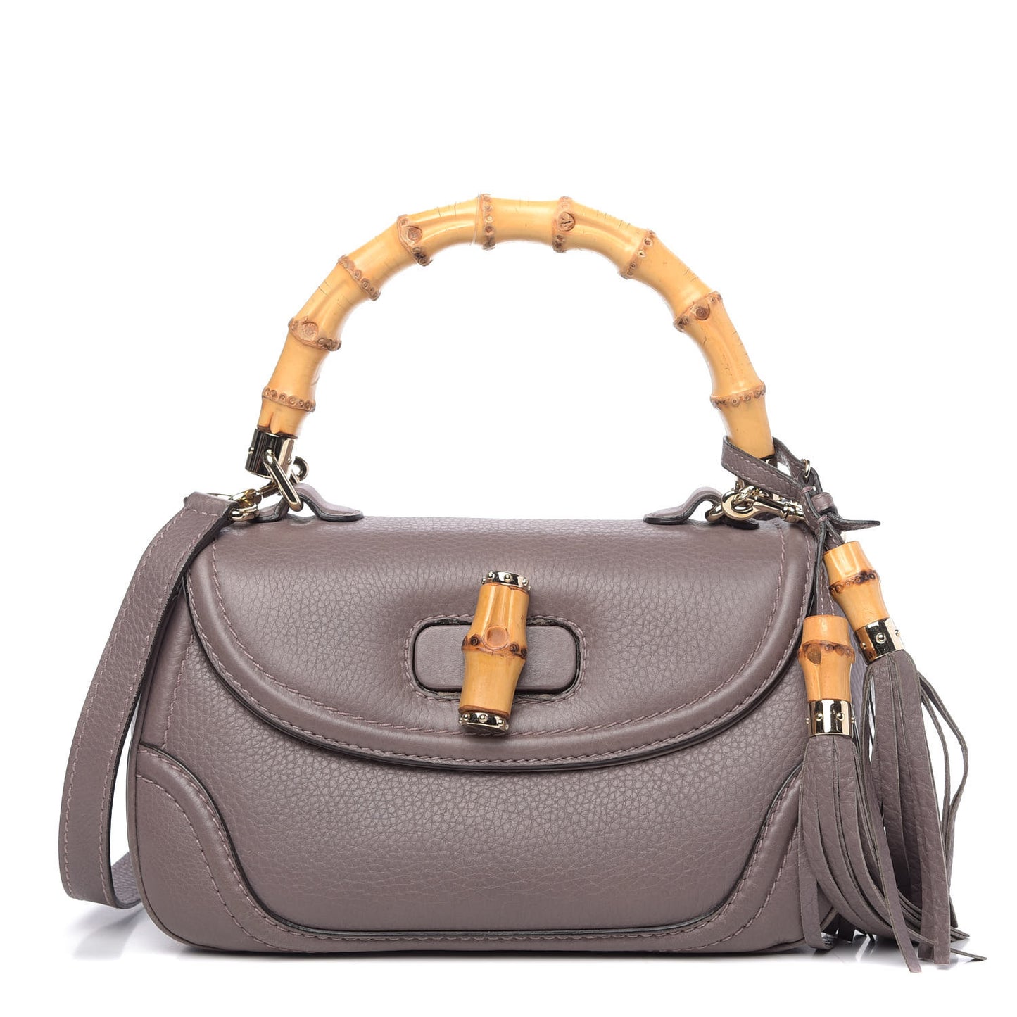 Calfskin Medium New Bamboo Top Handle Bag Mauve
