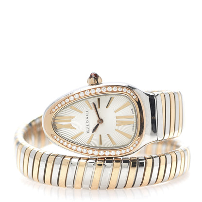 Bulgari Stainless Steel 18K Rose Gold Diamond Bezel 35mm Serpenti Tubogas Quartz Watch 3 of 6