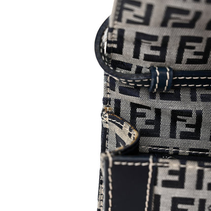 Fendi Zucchino Baguette Shoulder Bag Navy 10 of 11